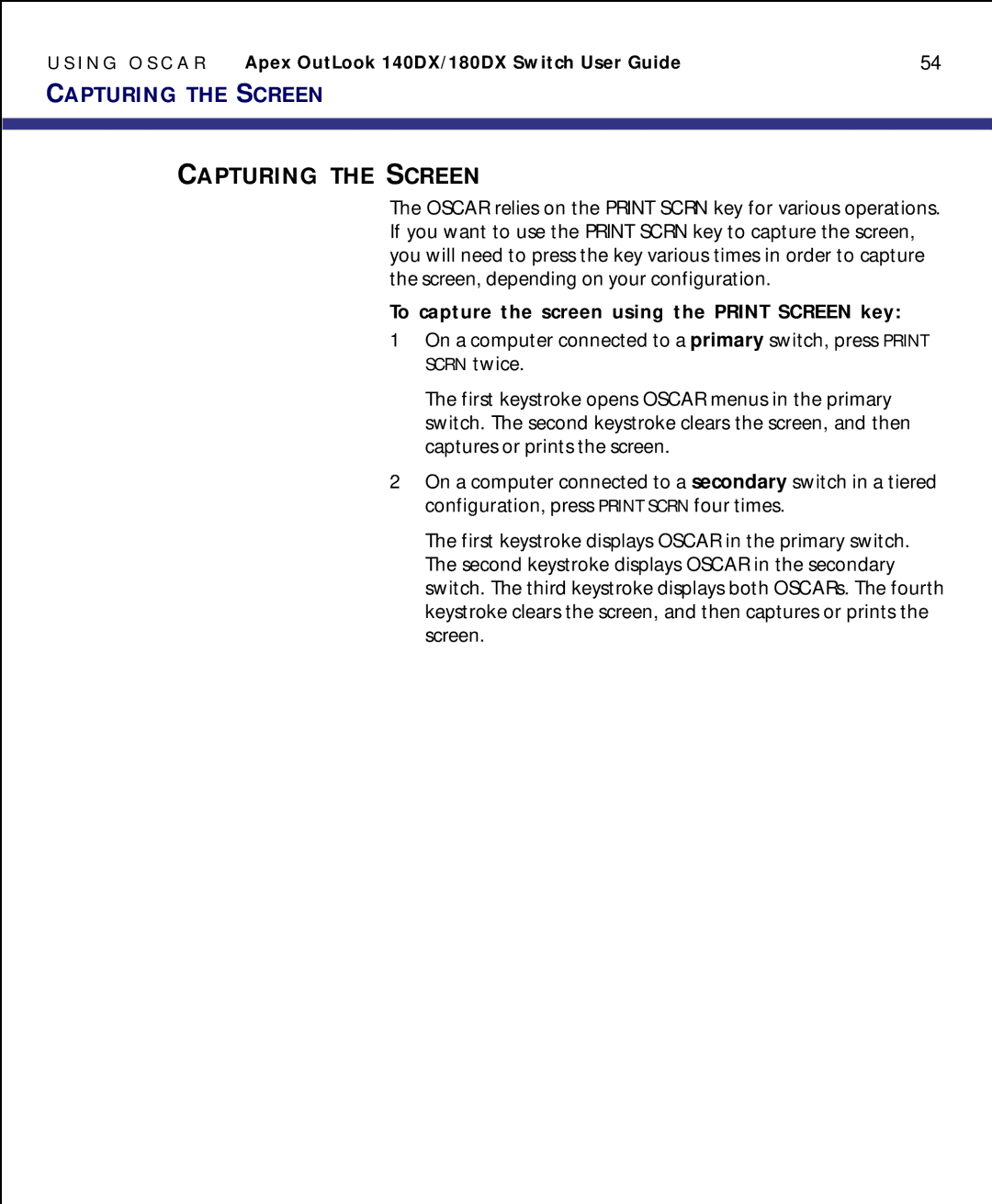 Apex Digital model 140DX manual Capturing the Screen, To capture the screen using the Print Screen key 