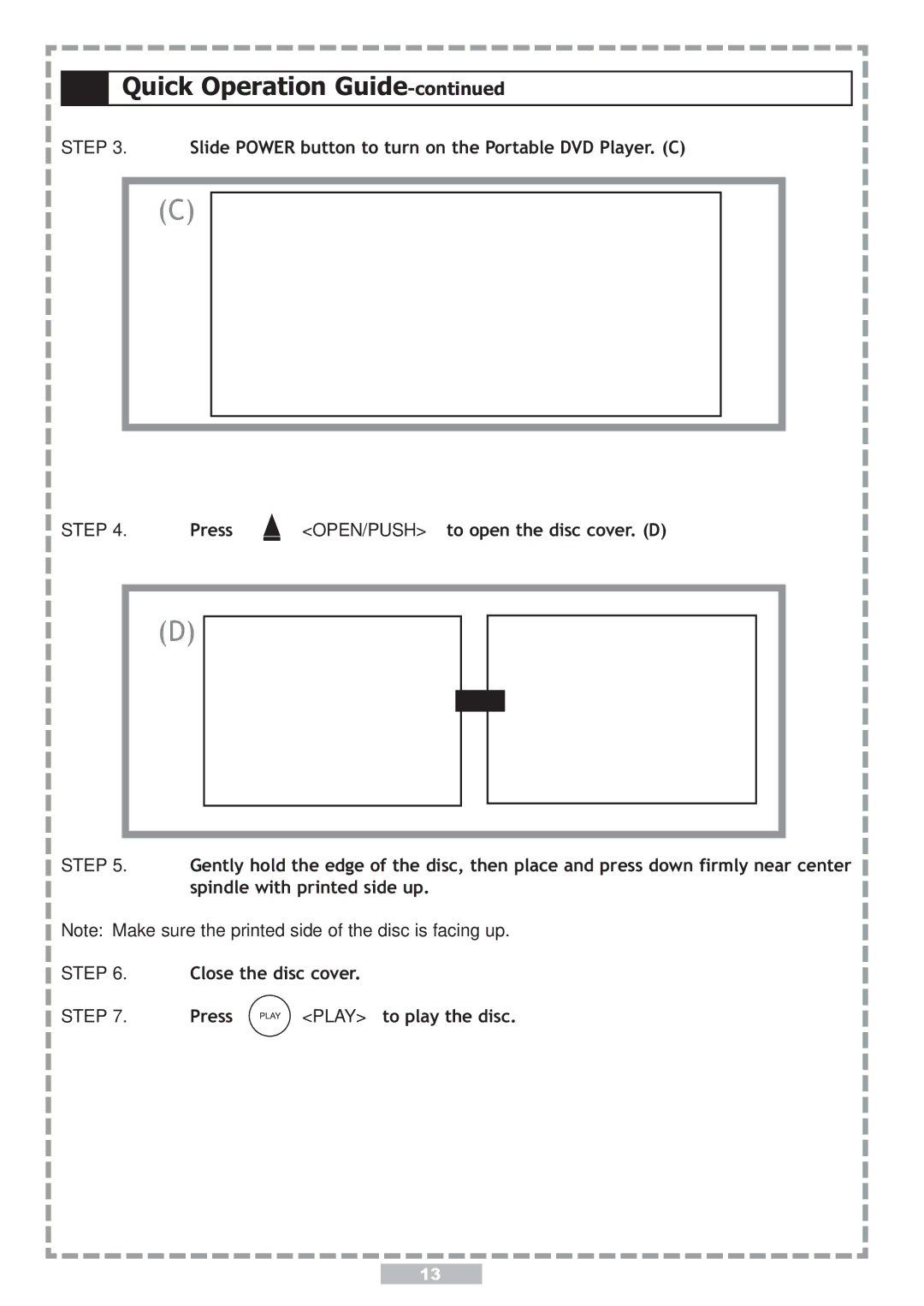 Apex Digital PD-480 user manual Slide Power button to turn on the Portable DVD Player. C 