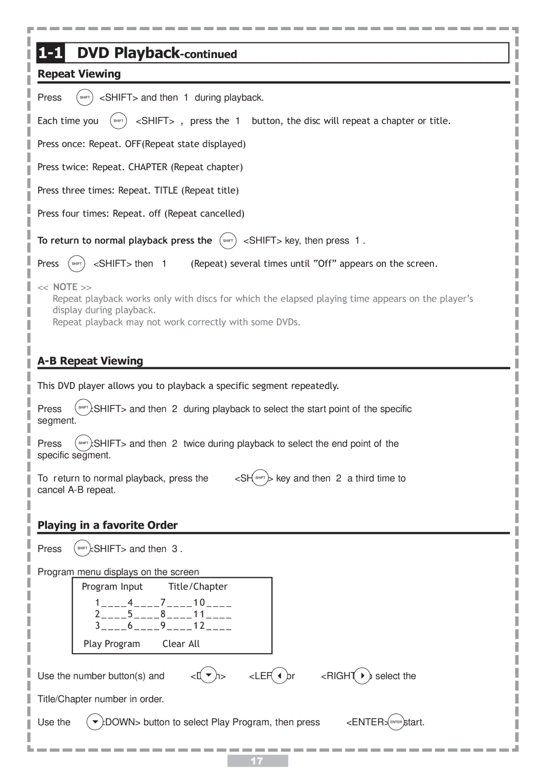 Apex Digital PD-480 user manual Repeat Viewing, Playing in a favorite Order, Each time you 