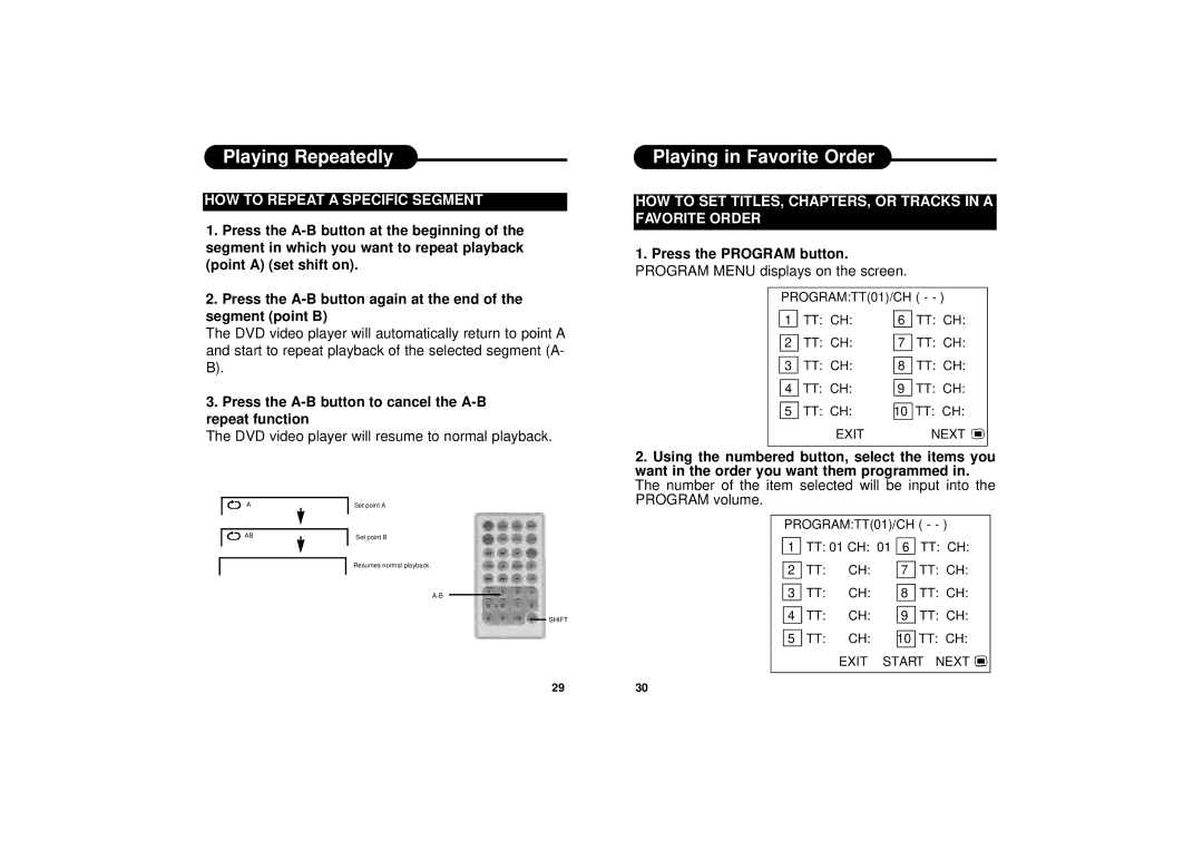 Apex Digital PD-650S manual Playing in Favorite Order, HOW to Repeat a Specific Segment 