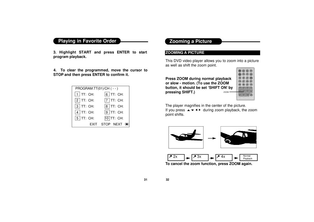 Apex Digital PD-650S manual Zooming a Picture, To cancel the zoom function, press Zoom again 