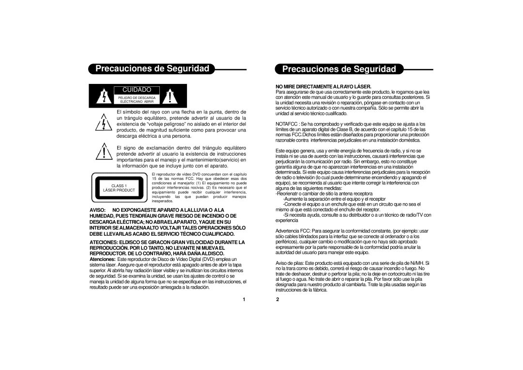 Apex Digital PD-650S manual Precauciones de Seguridad, Cuidado 