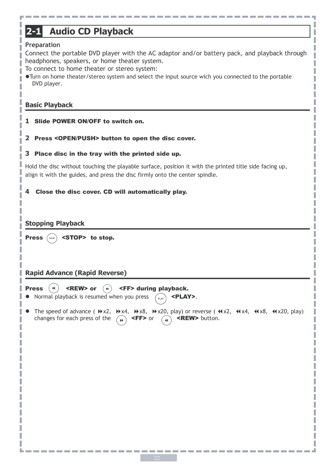 Apex Digital PD5 user manual 1Audio CD Playback 