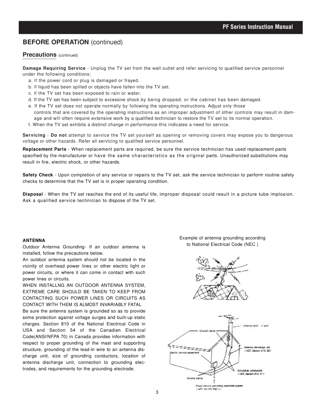 Apex Digital PF3225, PF2725, PF2425 manual Before OPERATiON 