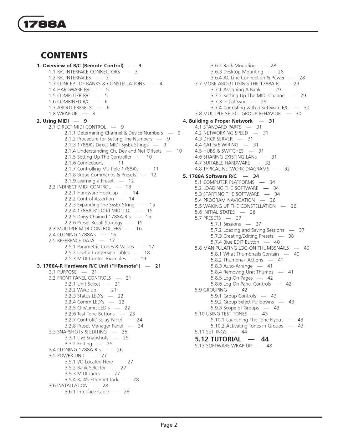 Aphex Systems 1788a instruction manual Contents 