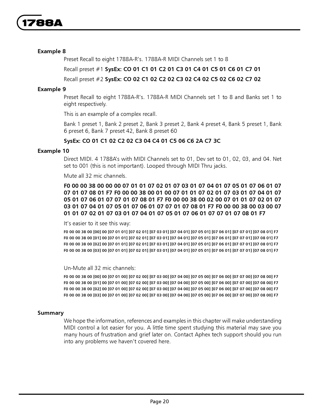 Aphex Systems 1788a instruction manual It’s easier to it see this way, Summary 