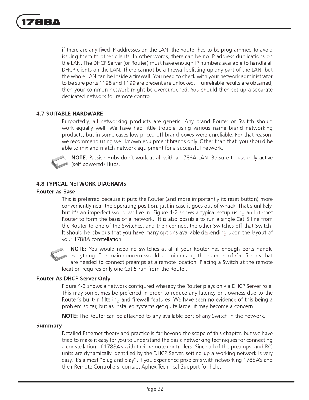 Aphex Systems 1788a Suitable Hardware, Typical Network Diagrams Router as Base, Router As Dhcp Server Only 