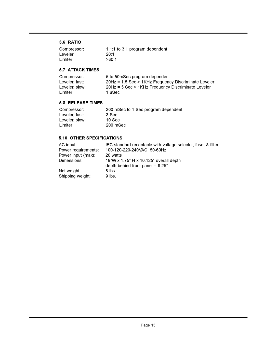 Aphex Systems 320A owner manual Ratio 