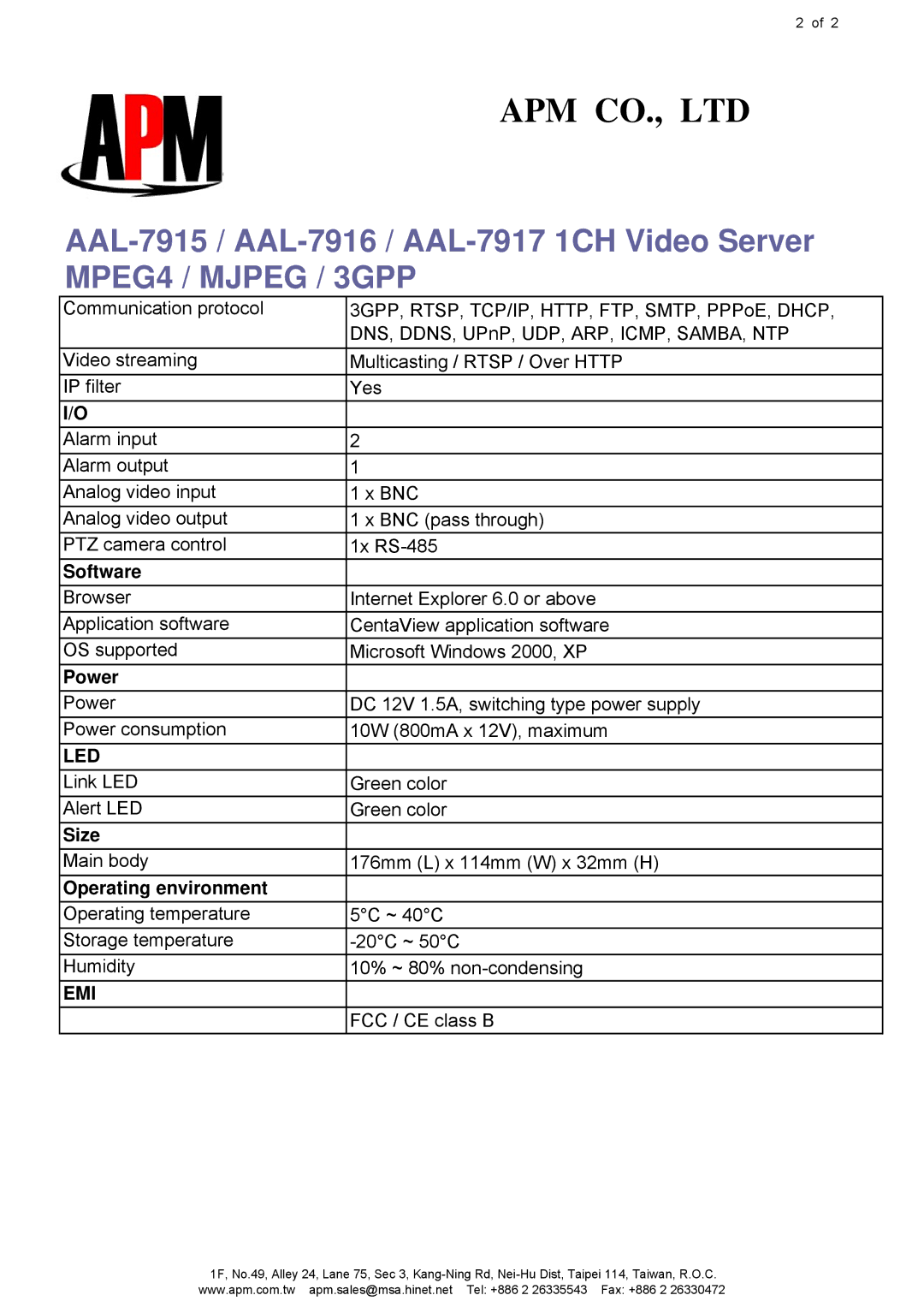 APM AAL-7915, AAL-7917, AAL-7916 specifications Led, Emi 