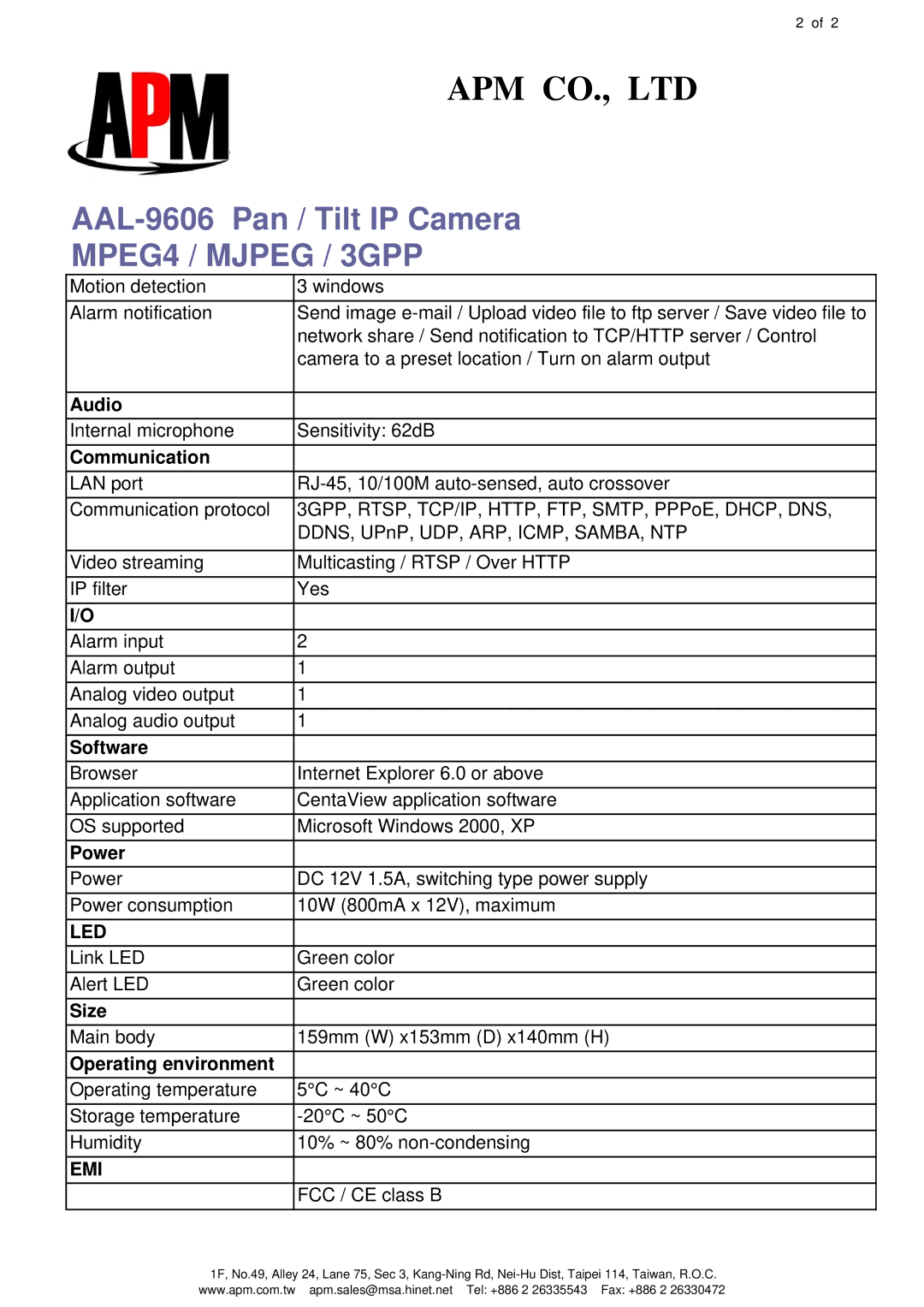 APM AAL-9606 specifications Led, Emi 