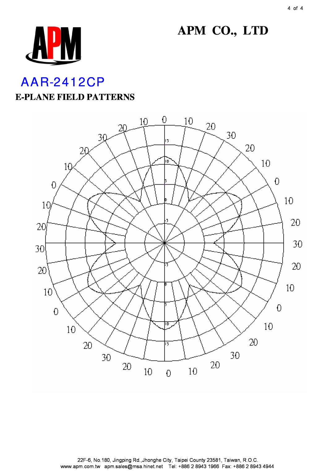 APM AAR-2412CP manual E-Planefield Patterns, 4 of 