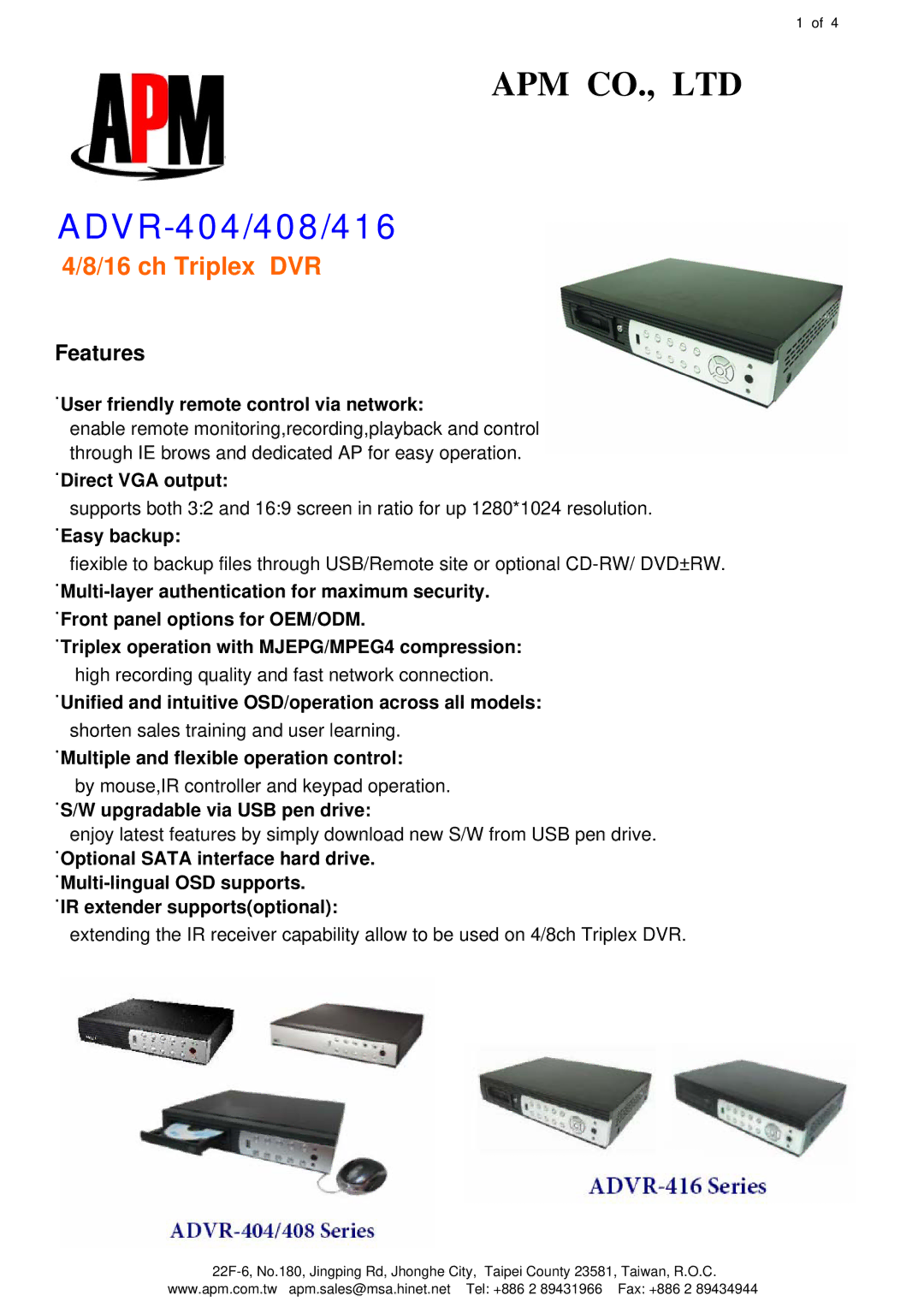 APM ADVR-408, ADVR-416 manual ADVR-404/408/416 