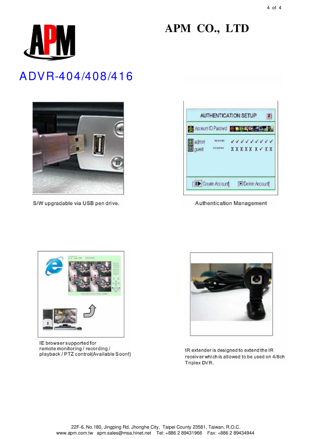 APM ADVR-408, ADVR-416 manual ADVR-404/408/416 