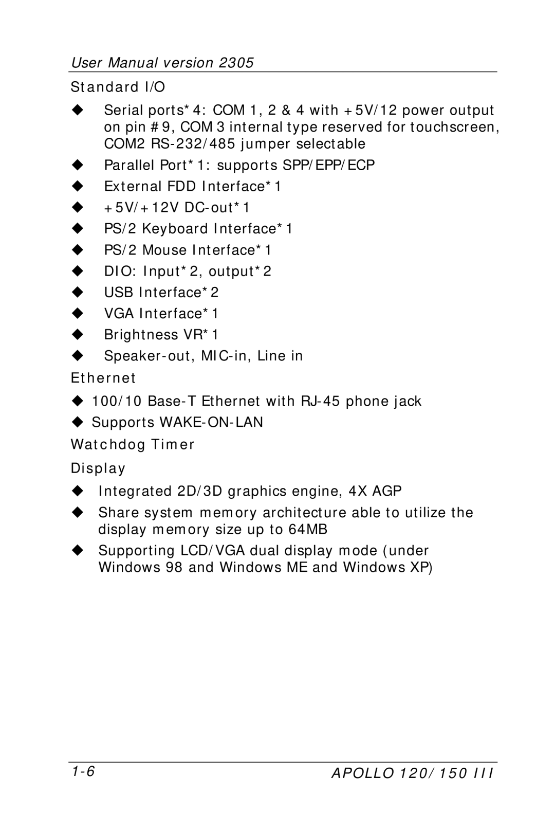 Apollo 120 III, 150 III user manual Ethernet 