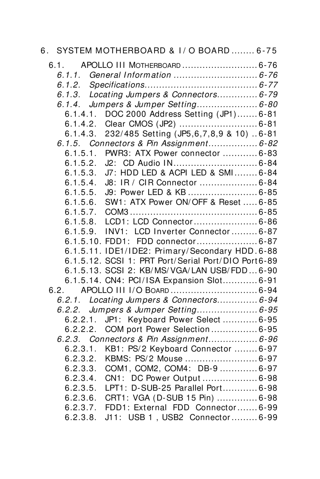 Apollo 150, 120 user manual System Motherboard & I/O Board 