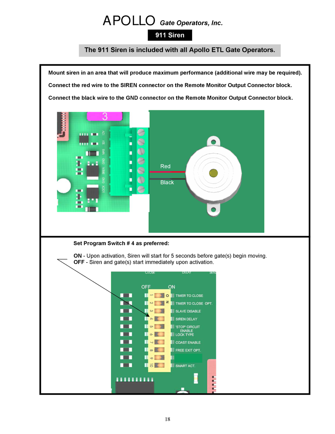 Apollo 1650ETL, 1550ETL installation manual Apollo Gate Operators, Inc 