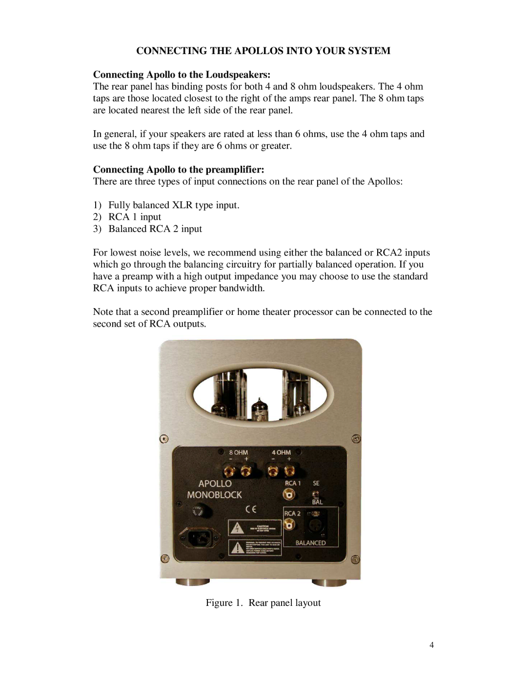 Apollo 645-062 owner manual Connecting the Apollos Into Your System, Connecting Apollo to the Loudspeakers 