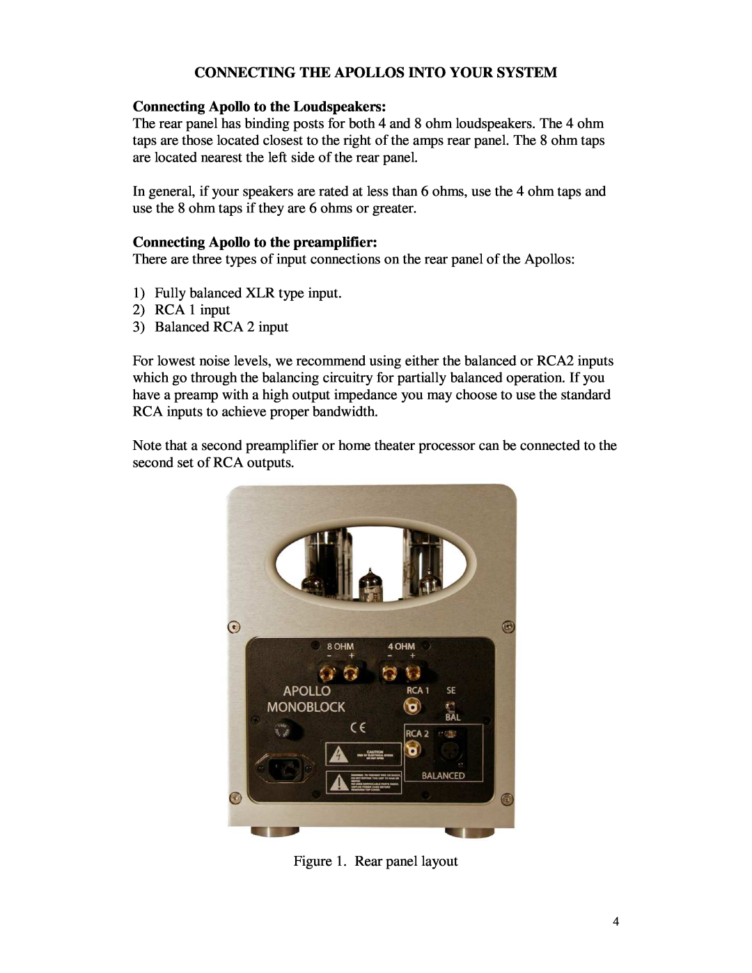 Apollo 645-062 owner manual Connecting The Apollos Into Your System, Connecting Apollo to the Loudspeakers 