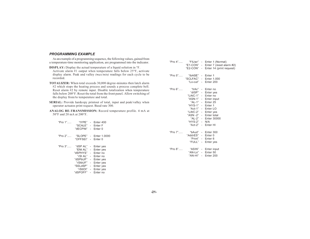 Apollo IMY instruction manual Programming Example 