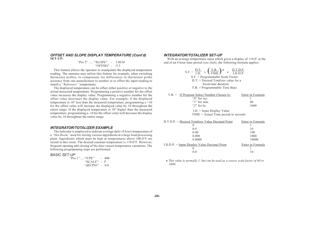 Apollo IMY instruction manual INTEGRATOR/TOTALIZER Example, Basic SET-UP, Integrator/Totalizer Set-Up 