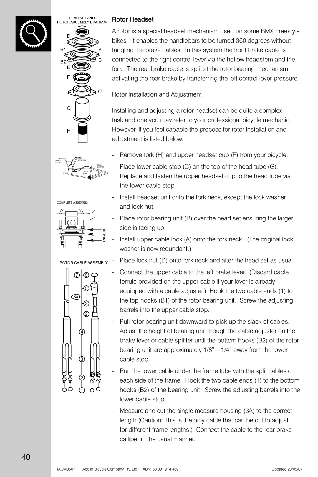 Apollo Radius manual Rotor Headset 