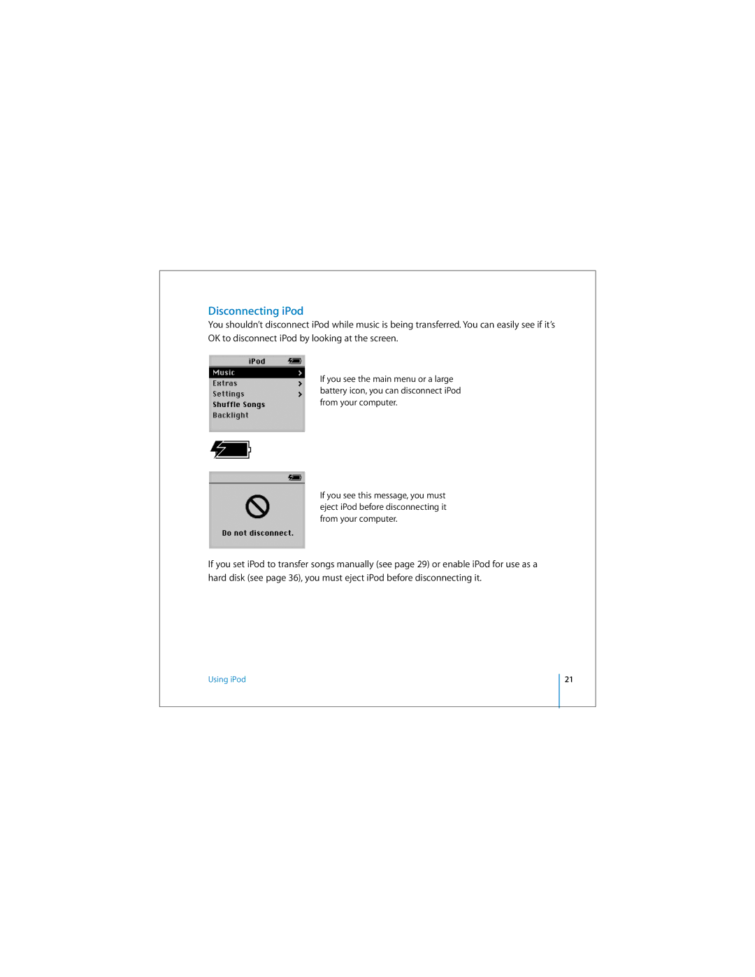 Apple 019-0245 manual Disconnecting iPod 