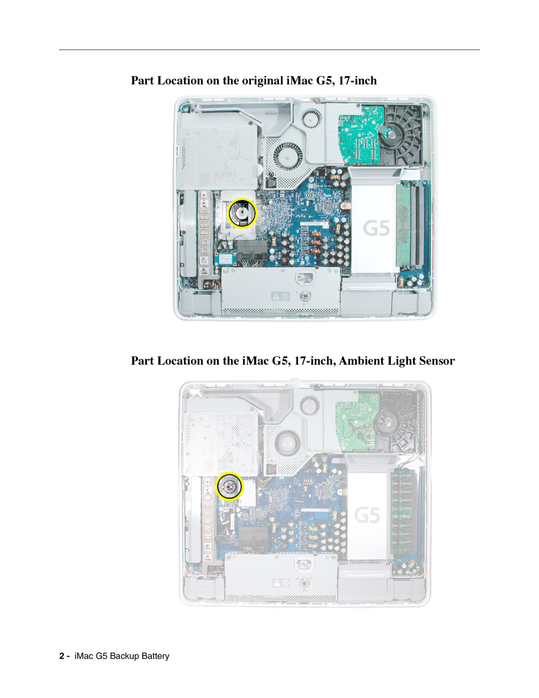 Apple 033-2517 warranty IMac G5 Backup Battery 