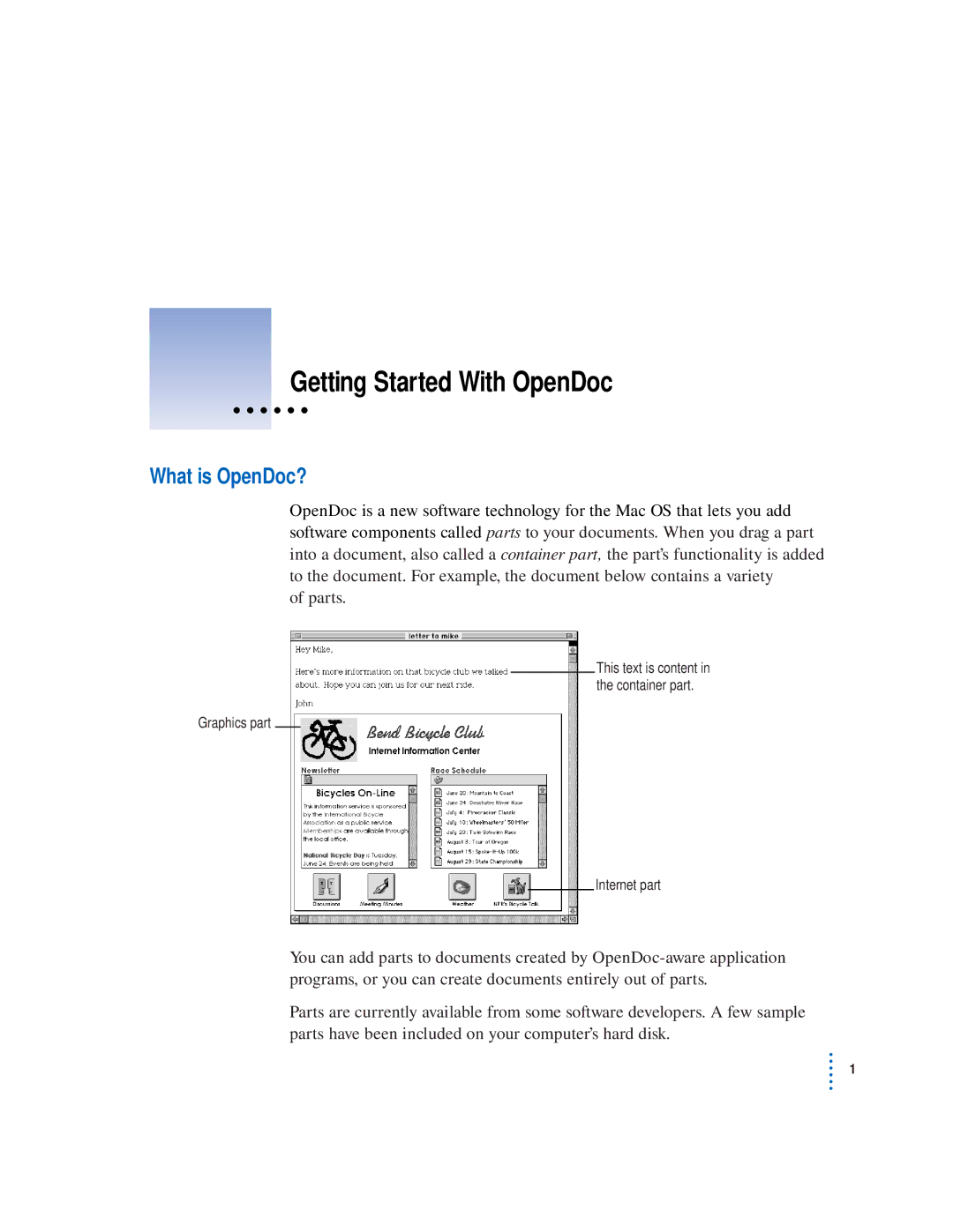 Apple 034-0048-B, U96511-109B manual Getting Started With OpenDoc, What is OpenDoc? 