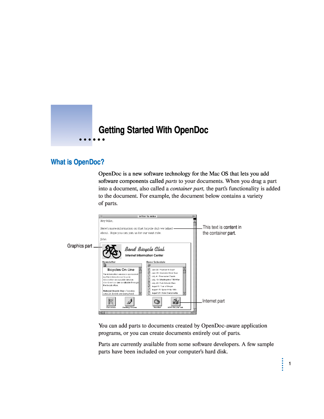 Apple 034-0048-B, U96511-109B manual What is OpenDoc?, Getting Started With OpenDoc 