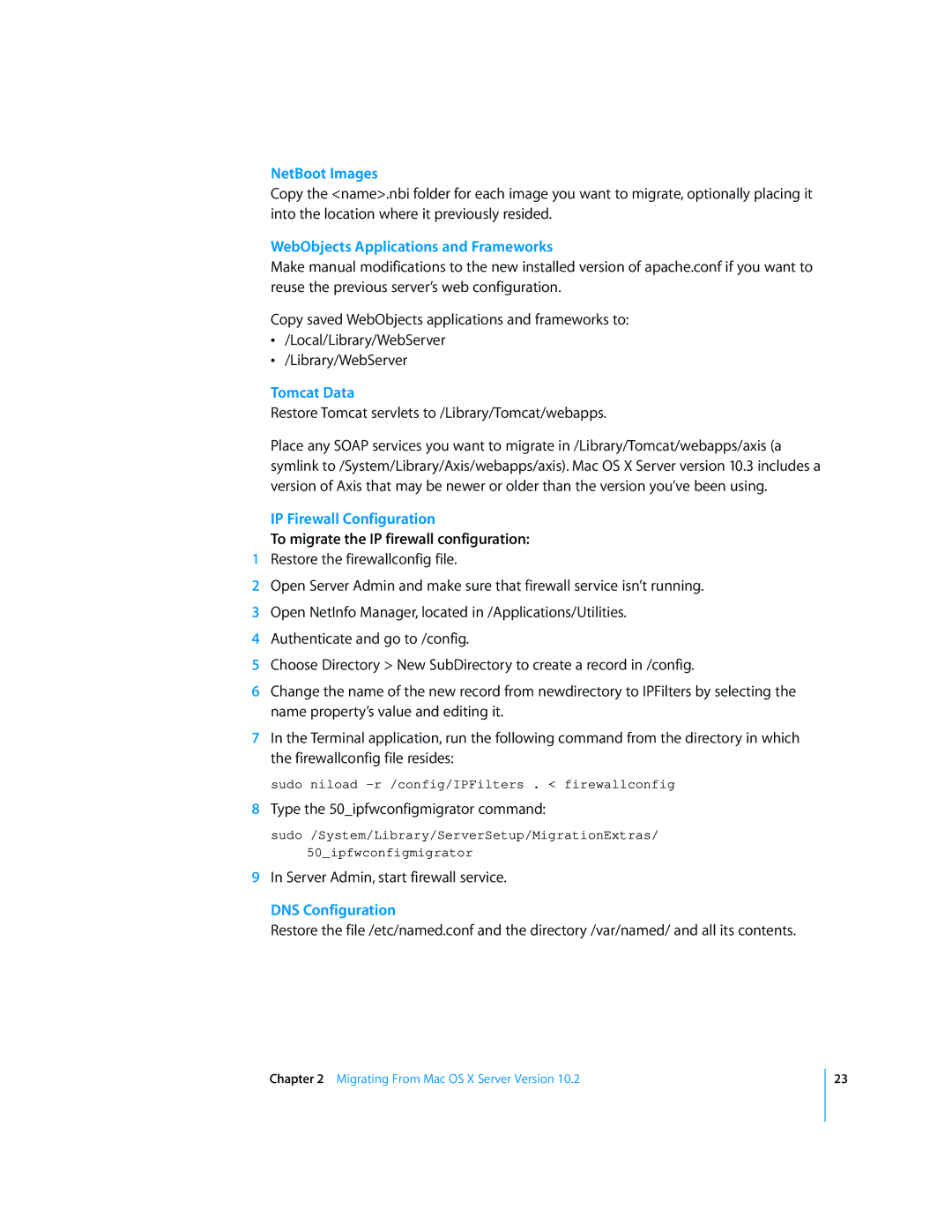 Apple 034-2344 manual IP Firewall Configuration, To migrate the IP firewall configuration, DNS Configuration 