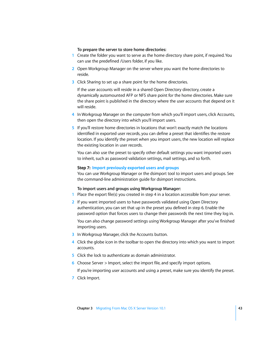 Apple 034-2344 manual Import previously exported users and groups 