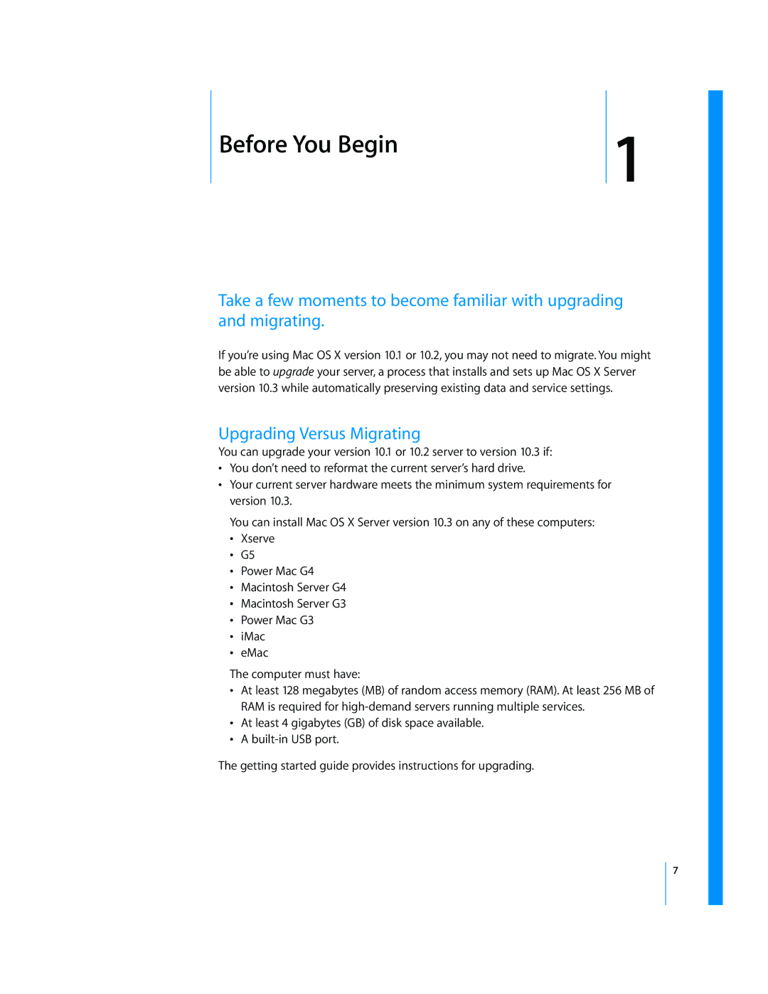 Apple 034-2344 manual Before You Begin, Upgrading Versus Migrating 