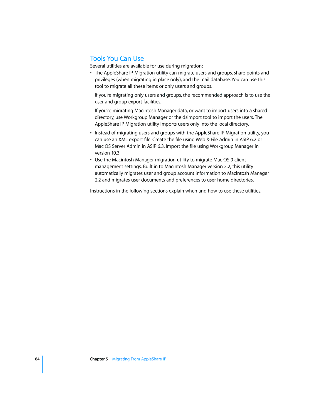 Apple 034-2344 manual Migrating From AppleShare IP 