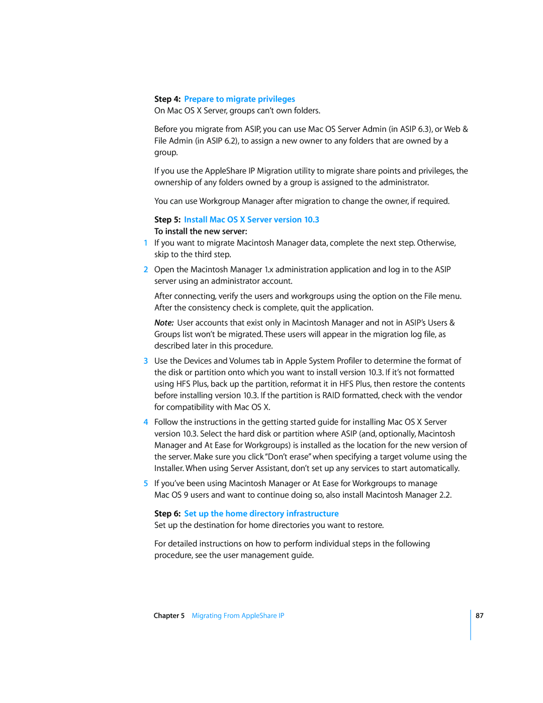Apple 034-2344 manual Prepare to migrate privileges, To install the new server 
