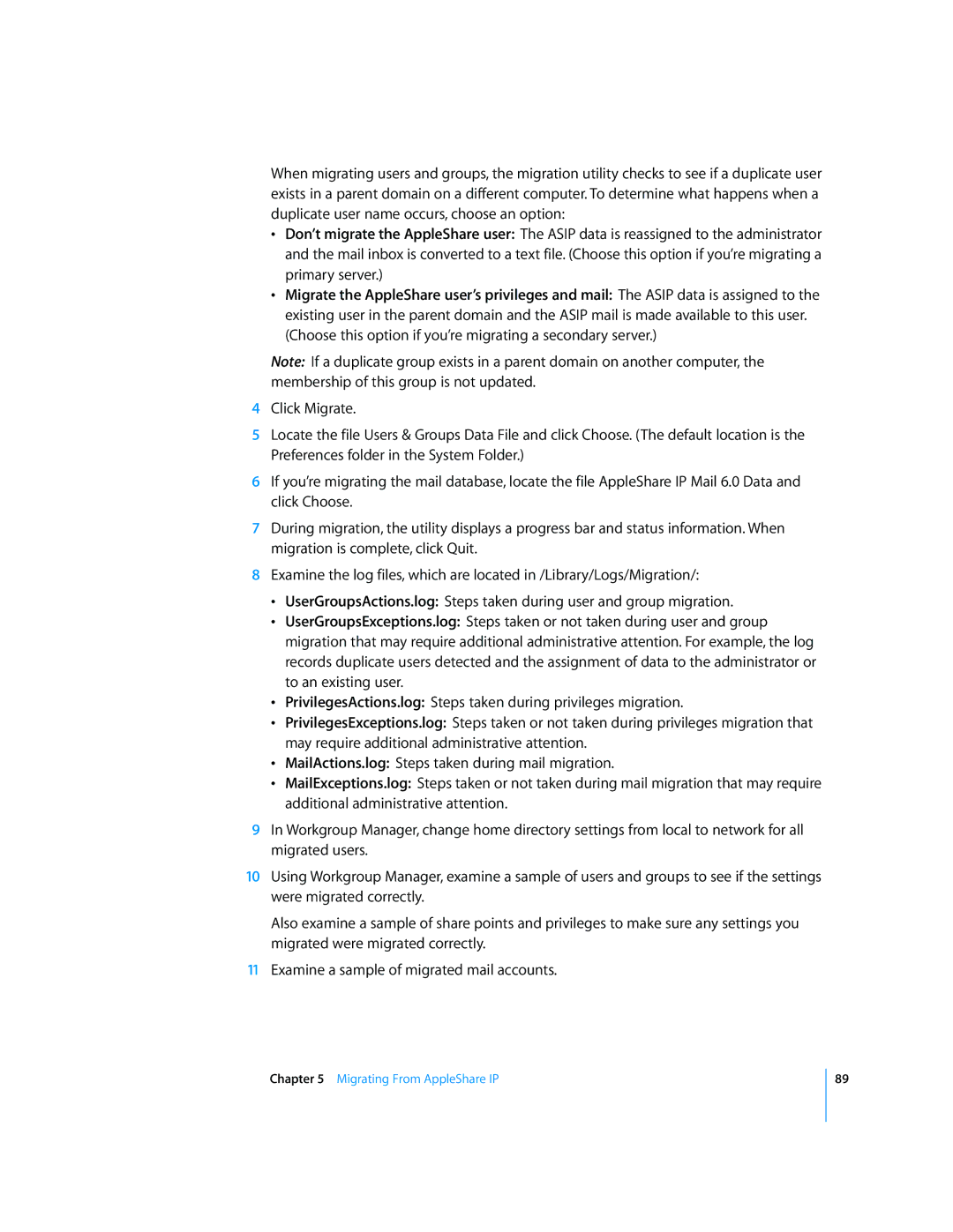 Apple 034-2344 manual Migrating From AppleShare IP 