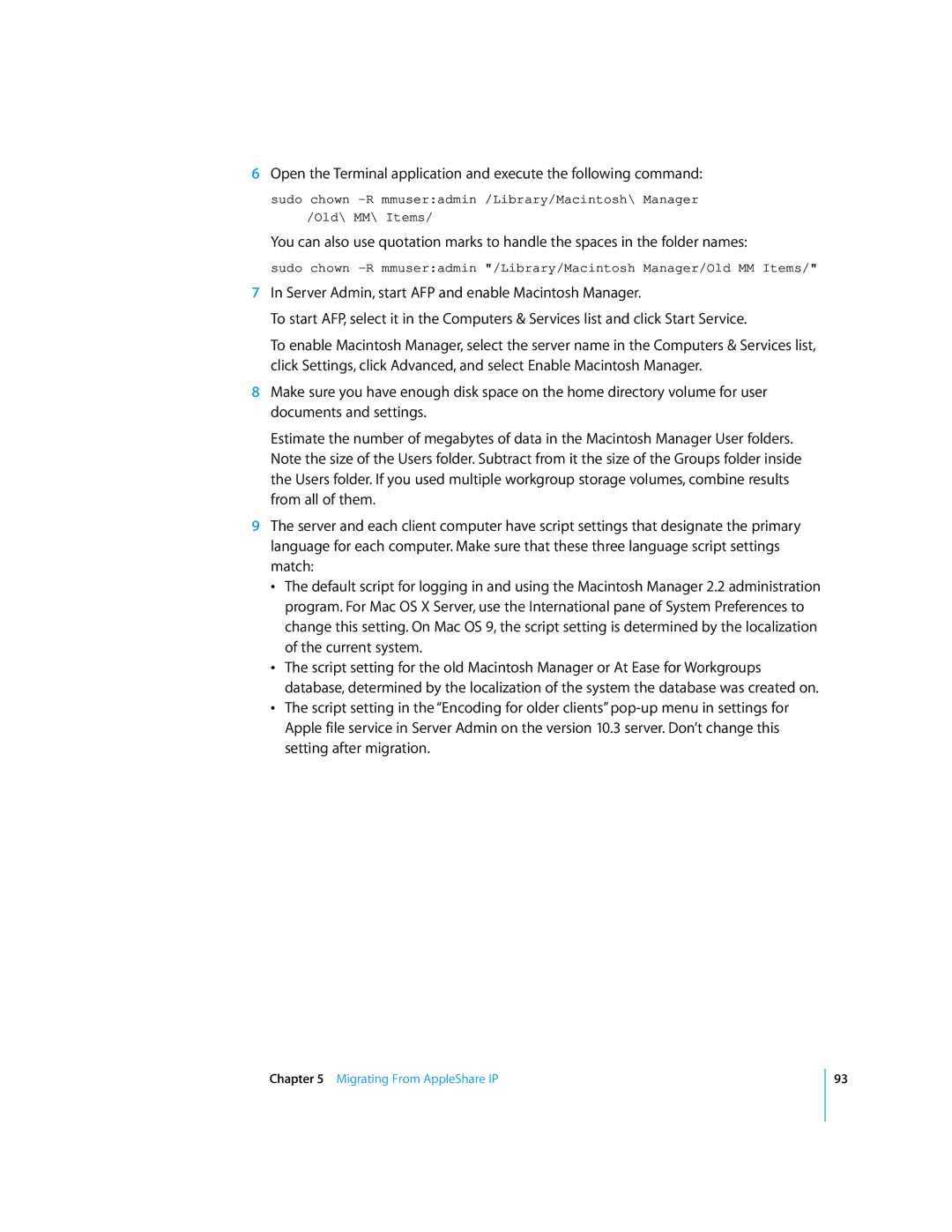 Apple 034-2344 manual Migrating From AppleShare IP 