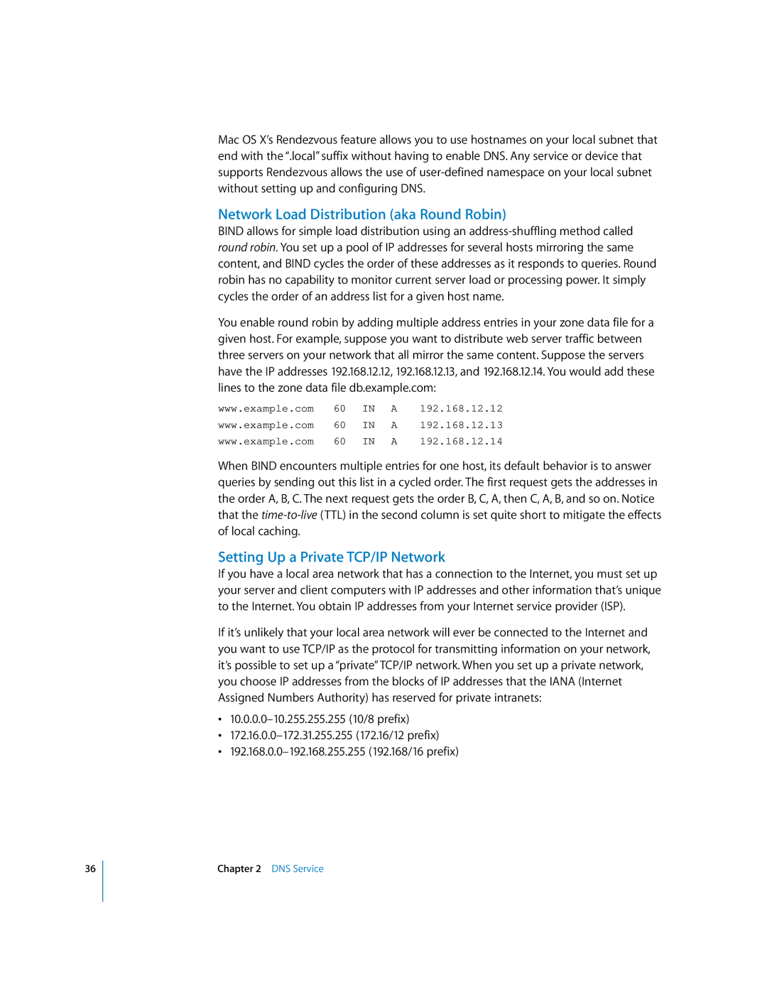 Apple 034-2351_Cvr manual Network Load Distribution aka Round Robin, Setting Up a Private TCP/IP Network 