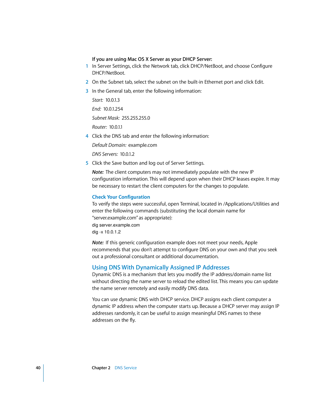 Apple 034-2351_Cvr Using DNS With Dynamically Assigned IP Addresses, If you are using Mac OS X Server as your Dhcp Server 