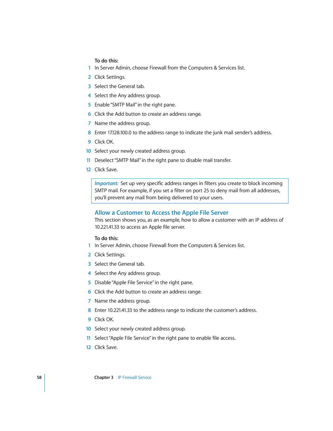 Apple 034-2351_Cvr manual Allow a Customer to Access the Apple File Server 