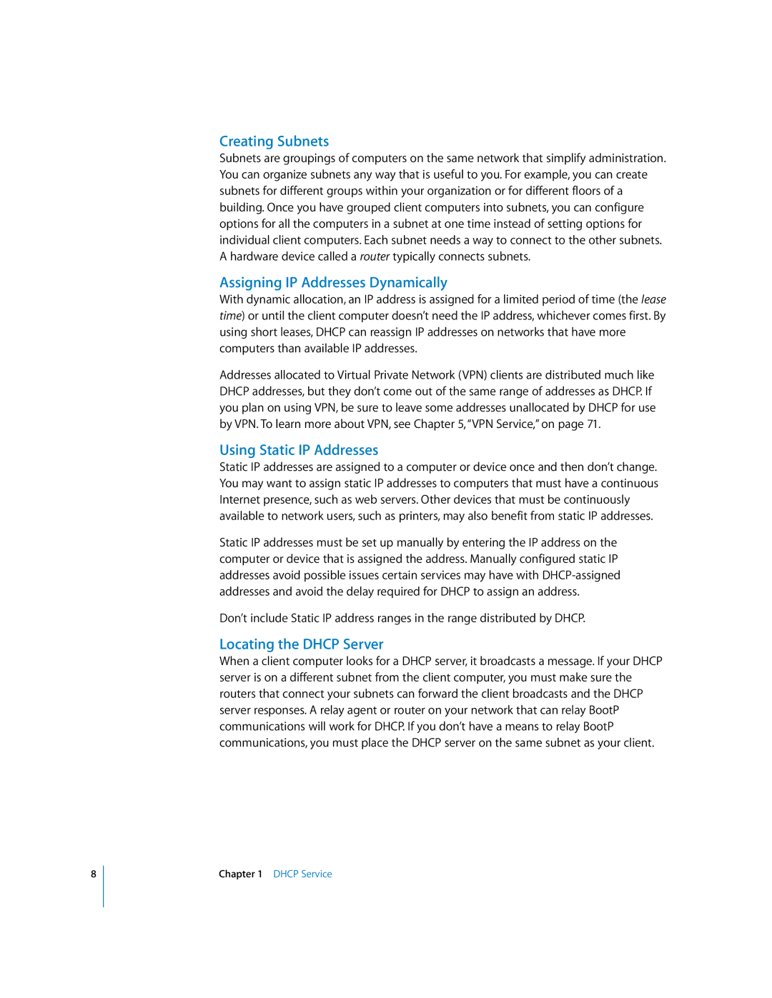 Apple 034-2351_Cvr manual Creating Subnets, Assigning IP Addresses Dynamically, Using Static IP Addresses 