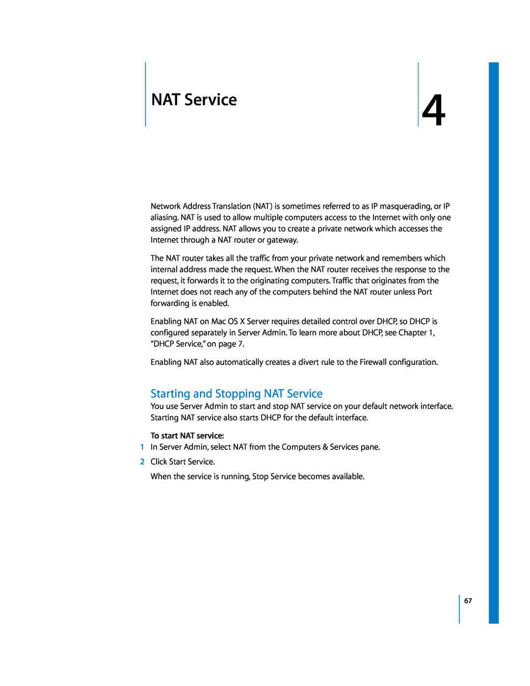 Apple 034-2351_Cvr manual Starting and Stopping NAT Service, To start NAT service 