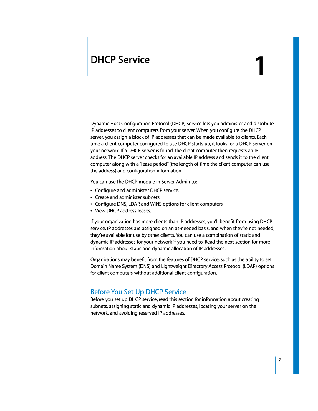 Apple 034-2351_Cvr manual Before You Set Up DHCP Service 