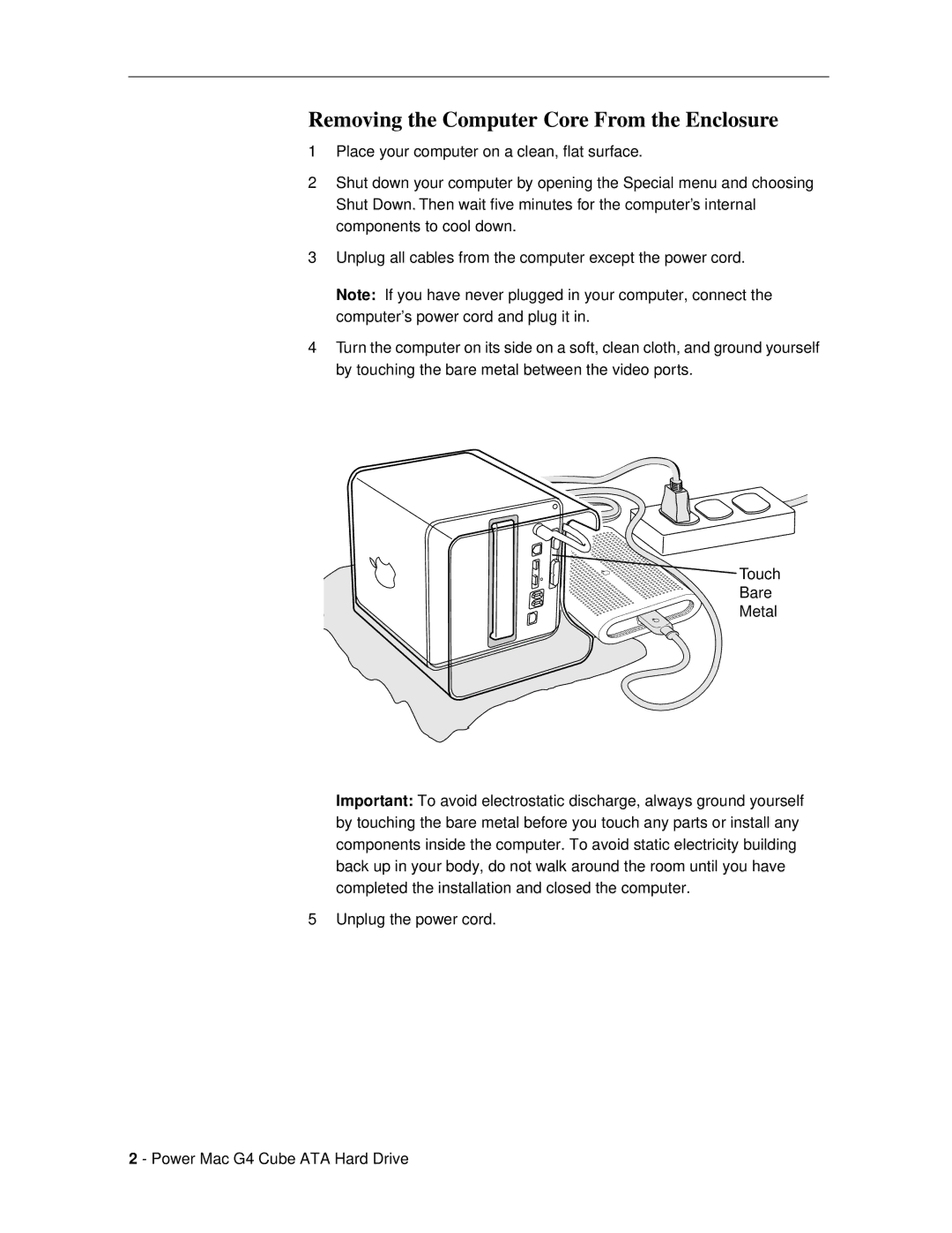 Apple 073-0541 warranty Removing the Computer Core From the Enclosure 