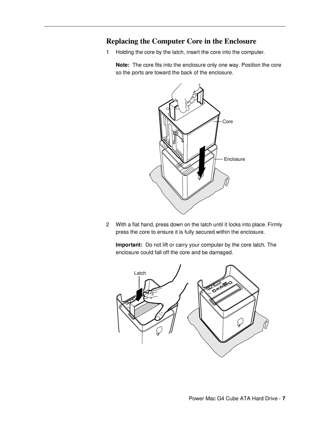 Apple 073-0541 warranty Replacing the Computer Core in the Enclosure 