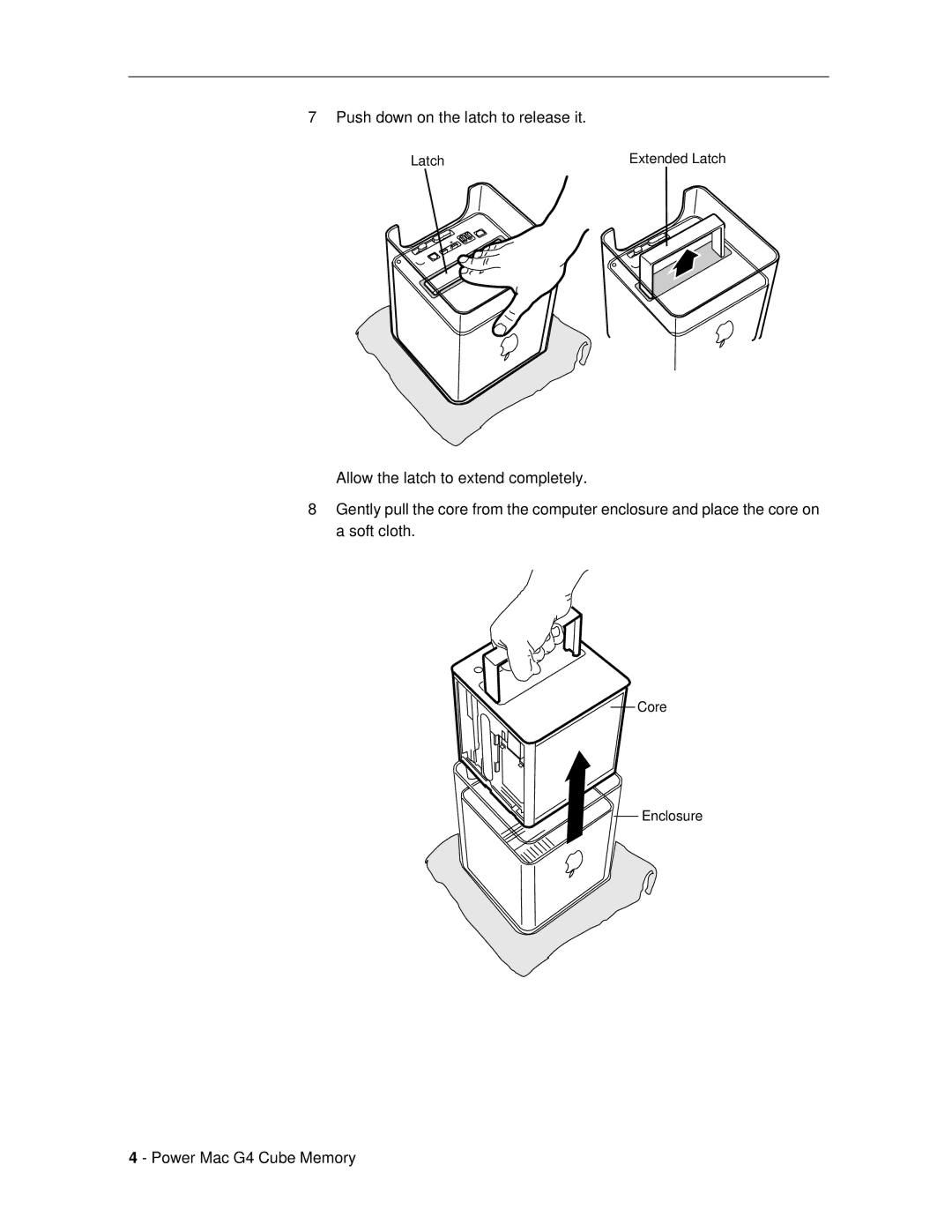 Apple 073-0544 warranty Push down on the latch to release it 