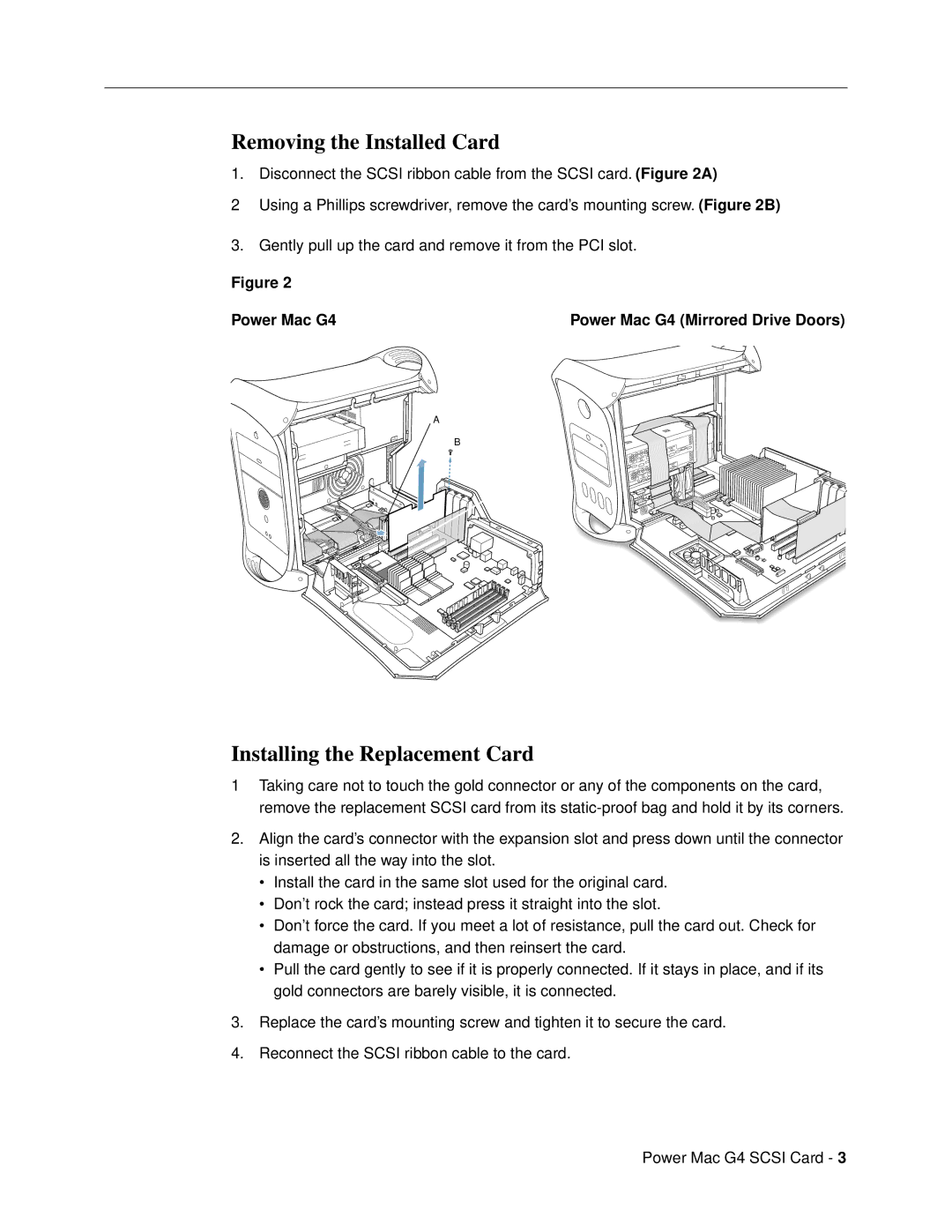 Apple 073-0560 warranty Removing the Installed Card, Installing the Replacement Card 