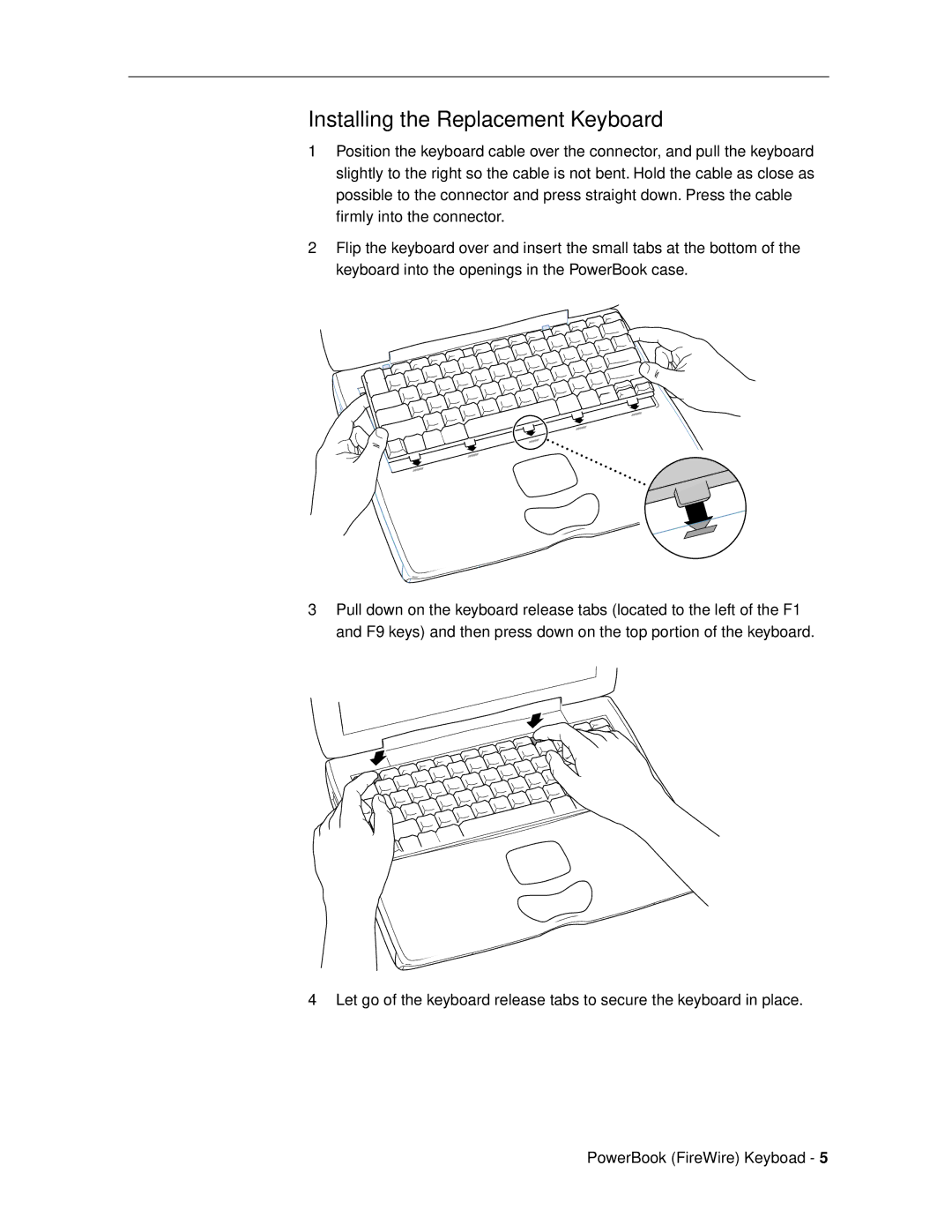 Apple 073-0578 warranty Installing the Replacement Keyboard 