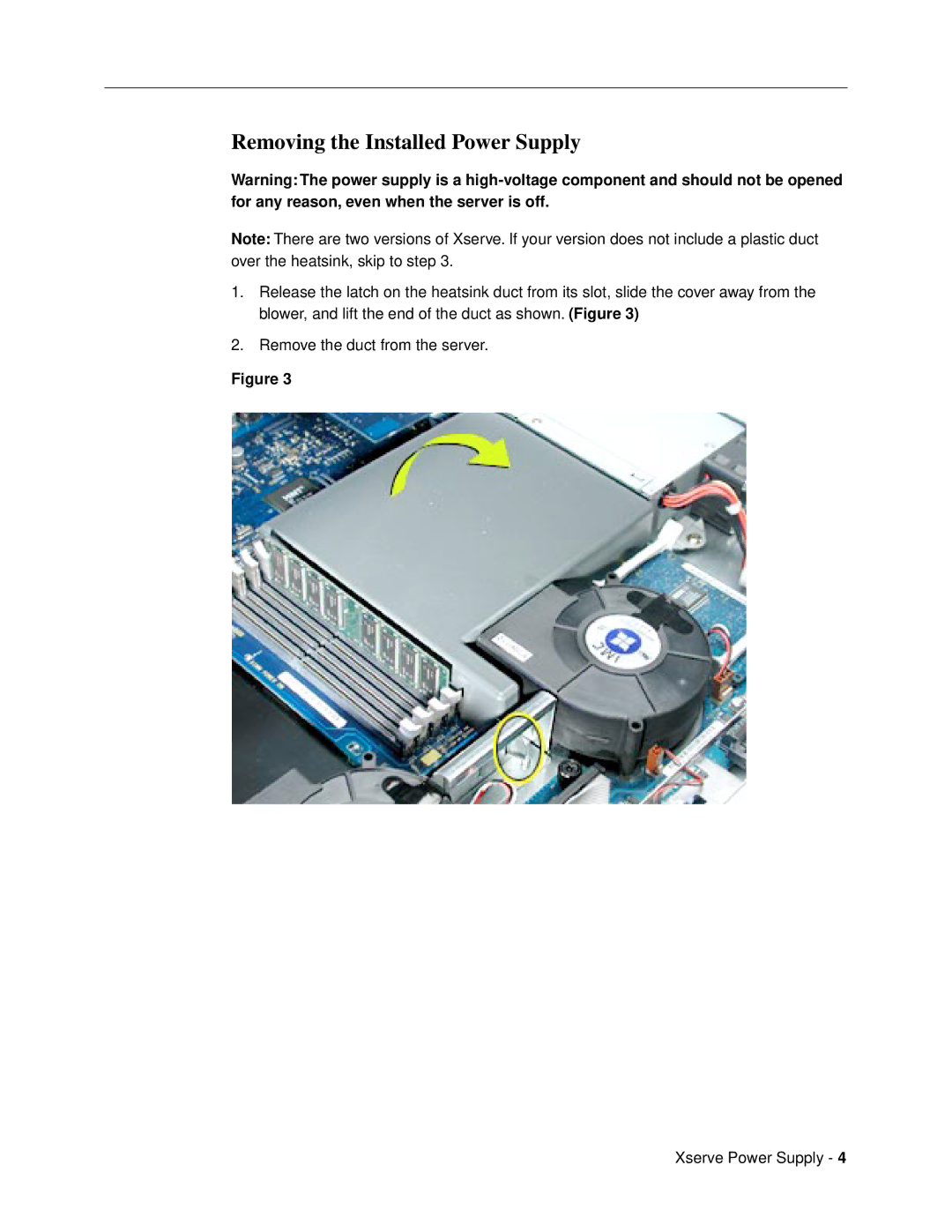 Apple 073-0668 warranty Removing the Installed Power Supply 