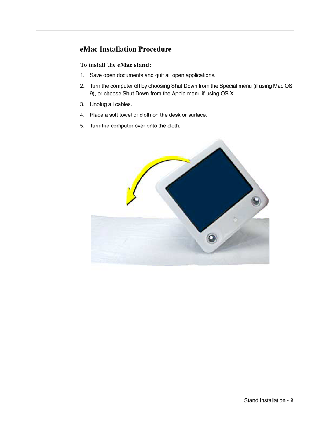 Apple 073-0704 manual EMac Installation Procedure 