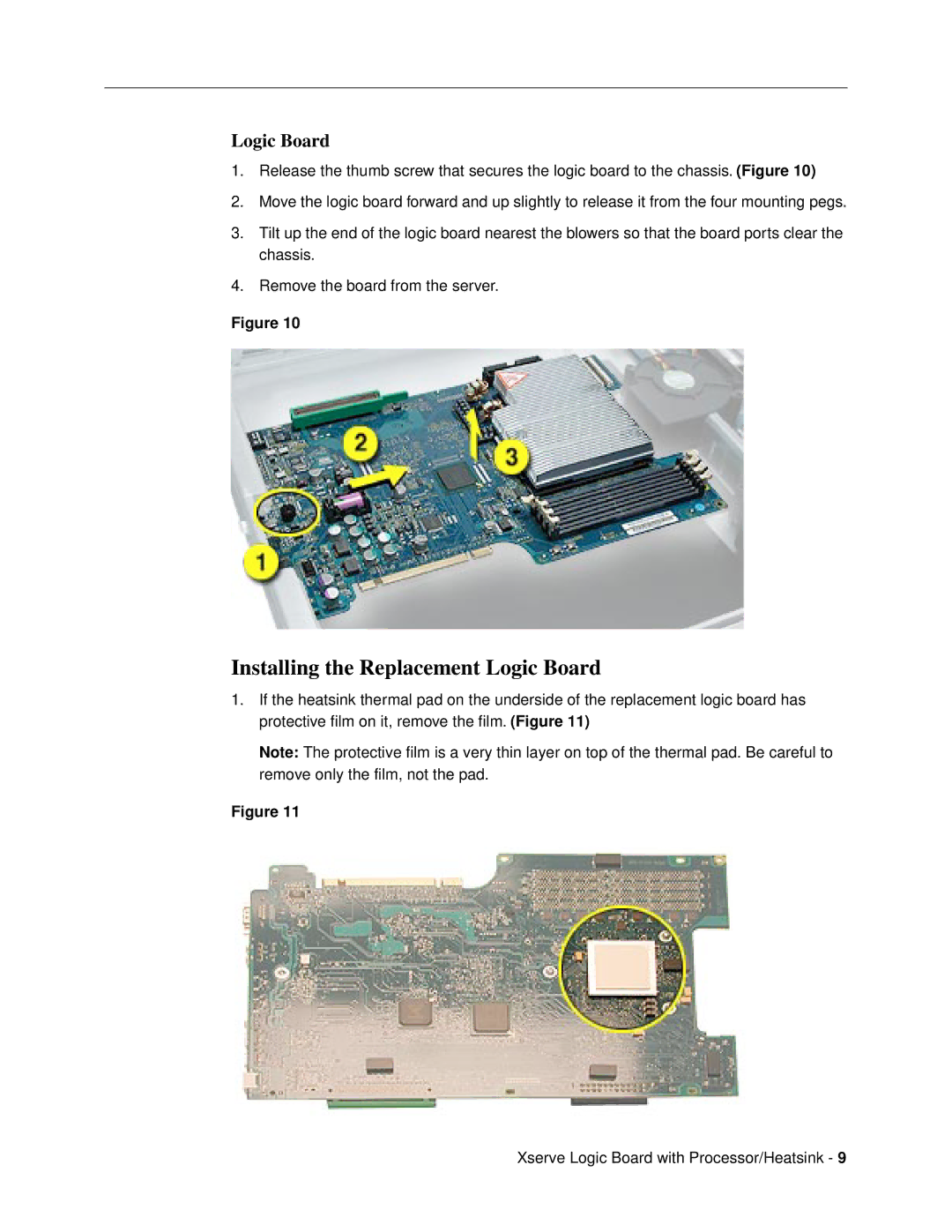 Apple 073-0711 warranty Installing the Replacement Logic Board 